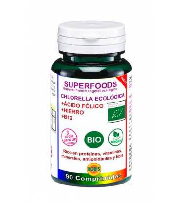 Chlorella BIO con ácido fólico, hierro y B12, 90 comprimidos de Robis