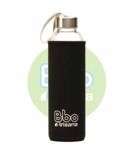 Botella BBO negra de borosilicato con neopreno 550ml de Irisana