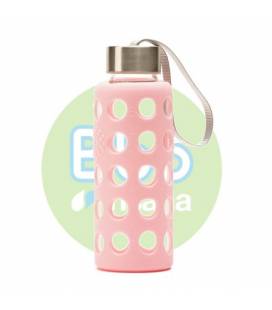 Botella bbo rosa borosilicato con silicona 300ml de Irisana